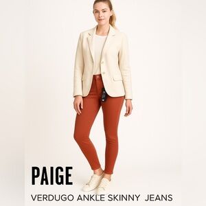 PAIGE Verdugo Ankle Skinny Jeans – Size 24, Brick Red